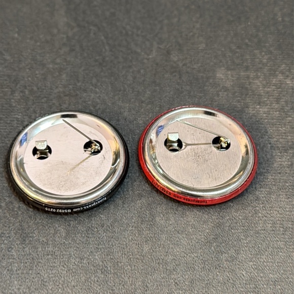 Naughty and Nice Buttons Set of 2 Christmas Holiday Pin backs Mistletoe Halo - Picture 4 of 5